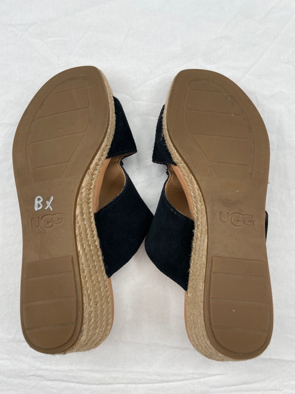 LIKE NEW! UGG Eirene Black Suede Espadrille Wedge Slide Sandals. 9. - Picture 10 of 10